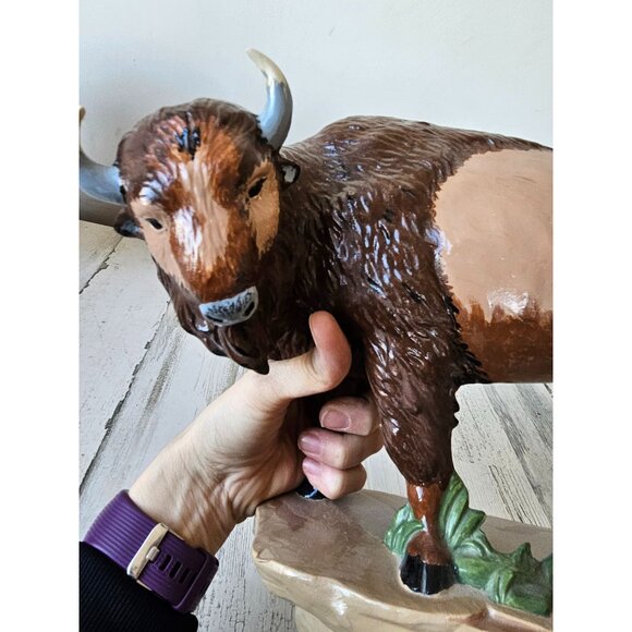 Vintage ceramic buffalo bison statue figurine unique large - Picture 8 of 10